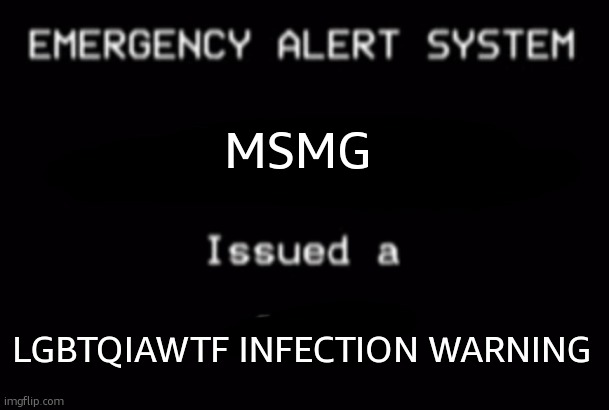 Emergency Alert System | MSMG; LGBTQIAWTF INFECTION WARNING | image tagged in emergency alert system | made w/ Imgflip meme maker