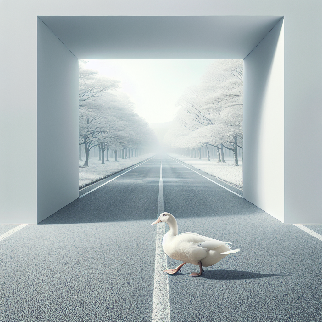 High Quality white duck crossing the road Blank Meme Template