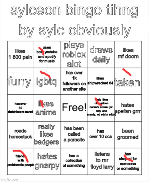 sylceon bingo | image tagged in sylceon bingo | made w/ Imgflip meme maker