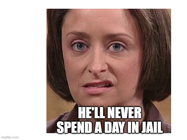 DebbieDowner | HE'LL NEVER SPEND A DAY IN JAIL | image tagged in trump | made w/ Imgflip meme maker