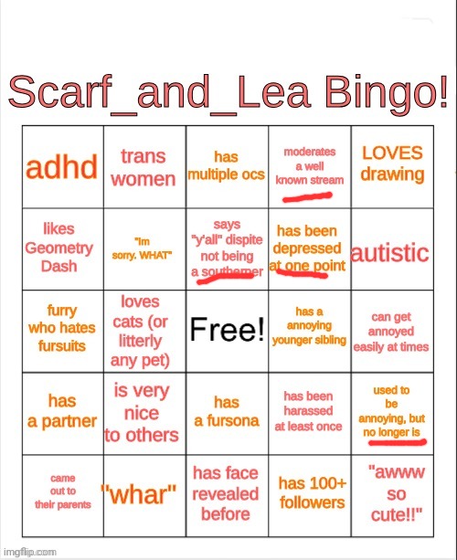 yogawatt | image tagged in scarf_and_lea bingo | made w/ Imgflip meme maker