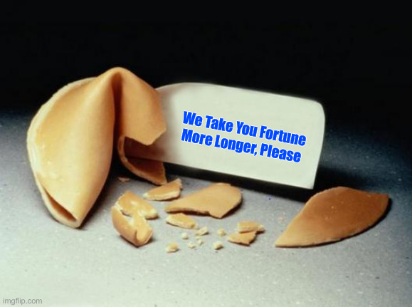 Fortune Cookie | We Take You Fortune More Longer, Please | image tagged in fortune cookie | made w/ Imgflip meme maker