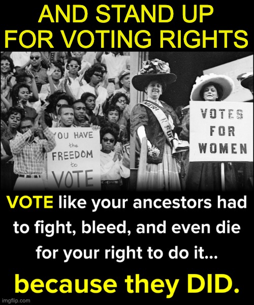 Voting Rights | AND STAND UP FOR VOTING RIGHTS | image tagged in voting rights | made w/ Imgflip meme maker