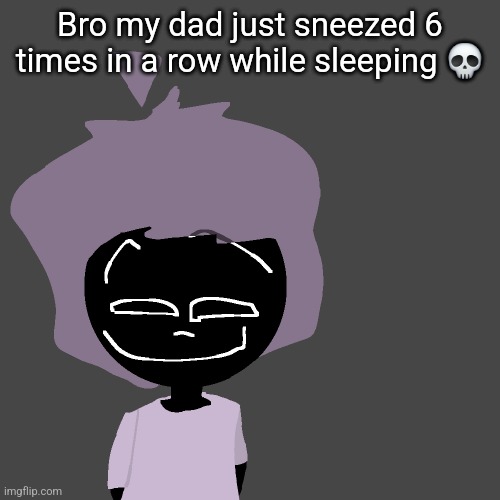 Grinning goober | Bro my dad just sneezed 6 times in a row while sleeping 💀 | image tagged in grinning goober | made w/ Imgflip meme maker