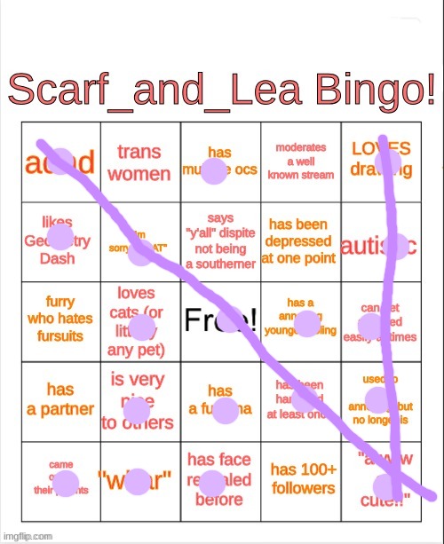 :D | image tagged in scarf_and_lea bingo | made w/ Imgflip meme maker