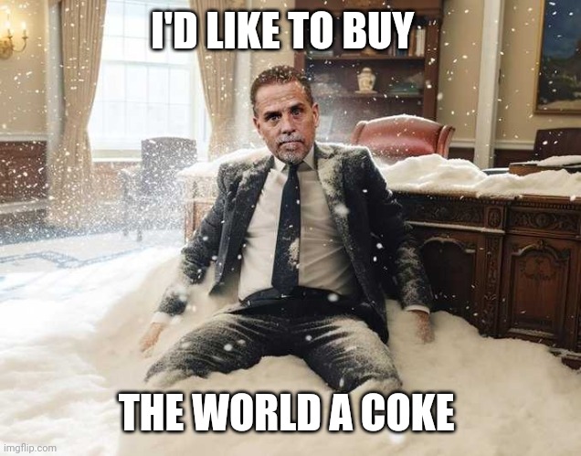 Hunter Biden | I'D LIKE TO BUY; THE WORLD A COKE | image tagged in hunter biden | made w/ Imgflip meme maker