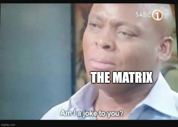 Am I a joke to you? | THE MATRIX | image tagged in am i a joke to you | made w/ Imgflip meme maker