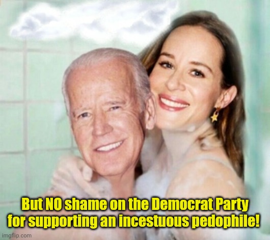 Joe and Ashley Biden in shower | But NO shame on the Democrat Party for supporting an incestuous pedophile! | image tagged in joe and ashley biden in shower | made w/ Imgflip meme maker