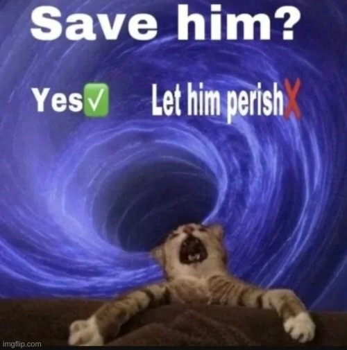 save him? | image tagged in hi | made w/ Imgflip meme maker