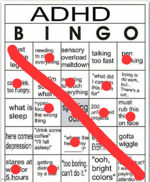 Oh | image tagged in adhd bingo | made w/ Imgflip meme maker