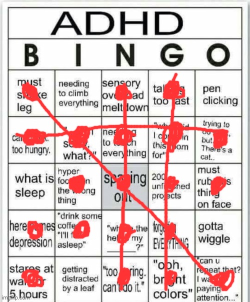 I think this is saying something about me- | image tagged in adhd bingo | made w/ Imgflip meme maker