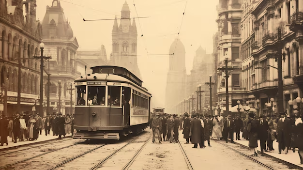 Sepia Street Car Picture Blank Meme Template