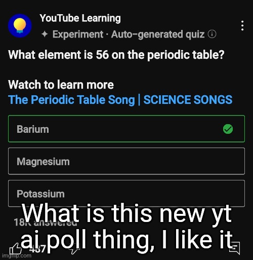 What is this new yt ai poll thing, I like it | made w/ Imgflip meme maker