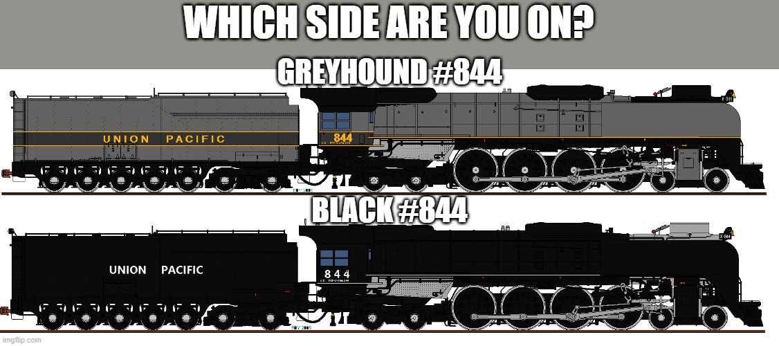 im on team greyhound | WHICH SIDE ARE YOU ON? GREYHOUND #844; BLACK #844 | image tagged in trains | made w/ Imgflip meme maker