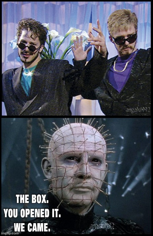 image tagged in horror movies,pinhead,hellraiser,saturday night live,justin timberlake,dick in a box | made w/ Imgflip meme maker