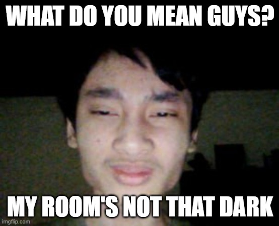 Wan Soth | WHAT DO YOU MEAN GUYS? MY ROOM'S NOT THAT DARK | image tagged in memes,funny,funny memes,dark mode | made w/ Imgflip meme maker