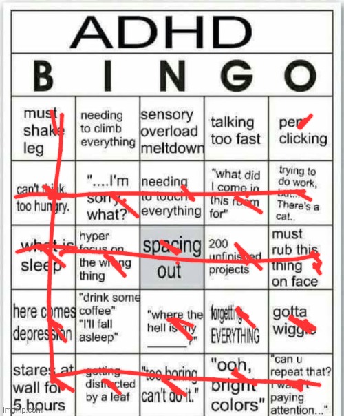 Official medical diagnosis | image tagged in adhd bingo | made w/ Imgflip meme maker
