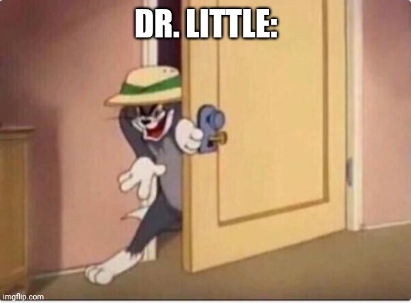 TOM SNEAKING IN A ROOM | DR. LITTLE: | image tagged in tom sneaking in a room | made w/ Imgflip meme maker