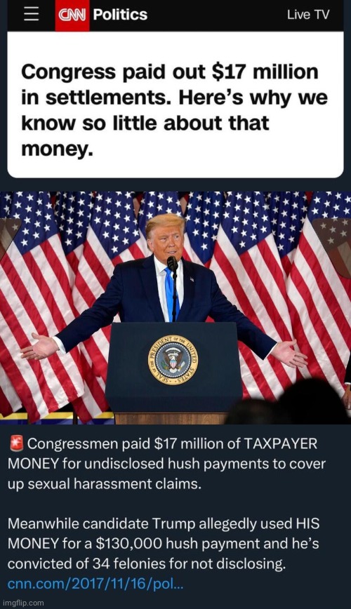 Trump spent his own money. Congress spent yours | image tagged in president trump,cnn,politicians suck | made w/ Imgflip meme maker