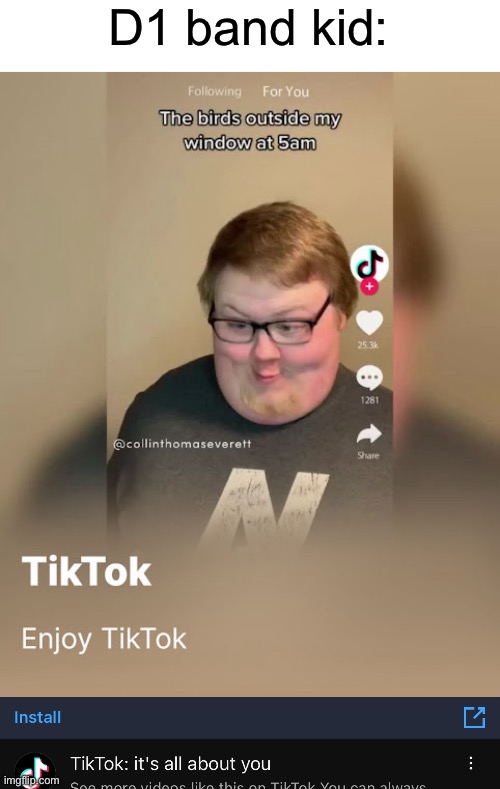 This shit is why I deleted tiktok?? | D1 band kid: | image tagged in tiktok,cringe,msmg | made w/ Imgflip meme maker