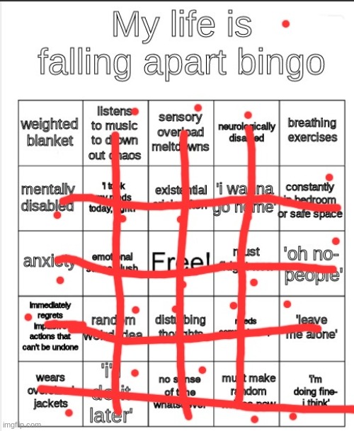 uh- | image tagged in my life is falling apart bingo | made w/ Imgflip meme maker