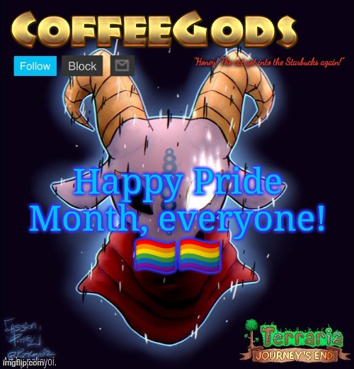CoffeeGod's Announcement Template | Happy Pride Month, everyone! 🏳️‍🌈🏳️‍🌈 | image tagged in coffeegod's announcement template,pride month,lgbtq,bisexual | made w/ Imgflip meme maker