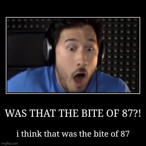 WAS THAT THE BITE OF 87?! | i think that was the bite of 87 | image tagged in funny,demotivationals | made w/ Imgflip demotivational maker