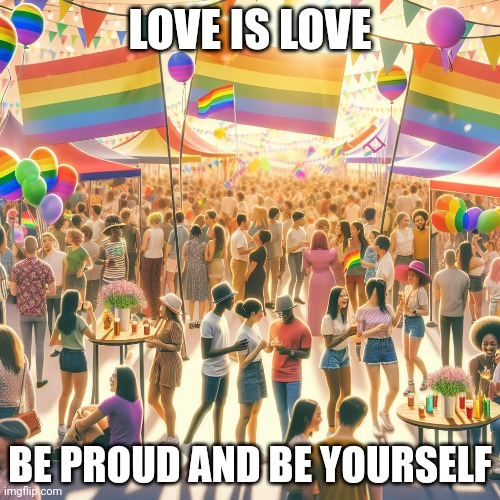 Ai made this entirely. | LOVE IS LOVE; BE PROUD AND BE YOURSELF | made w/ Imgflip meme maker