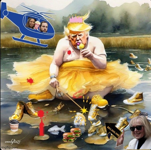 Trump cries in a yellow tutu | image tagged in trump cries in a yellow tutu | made w/ Imgflip meme maker