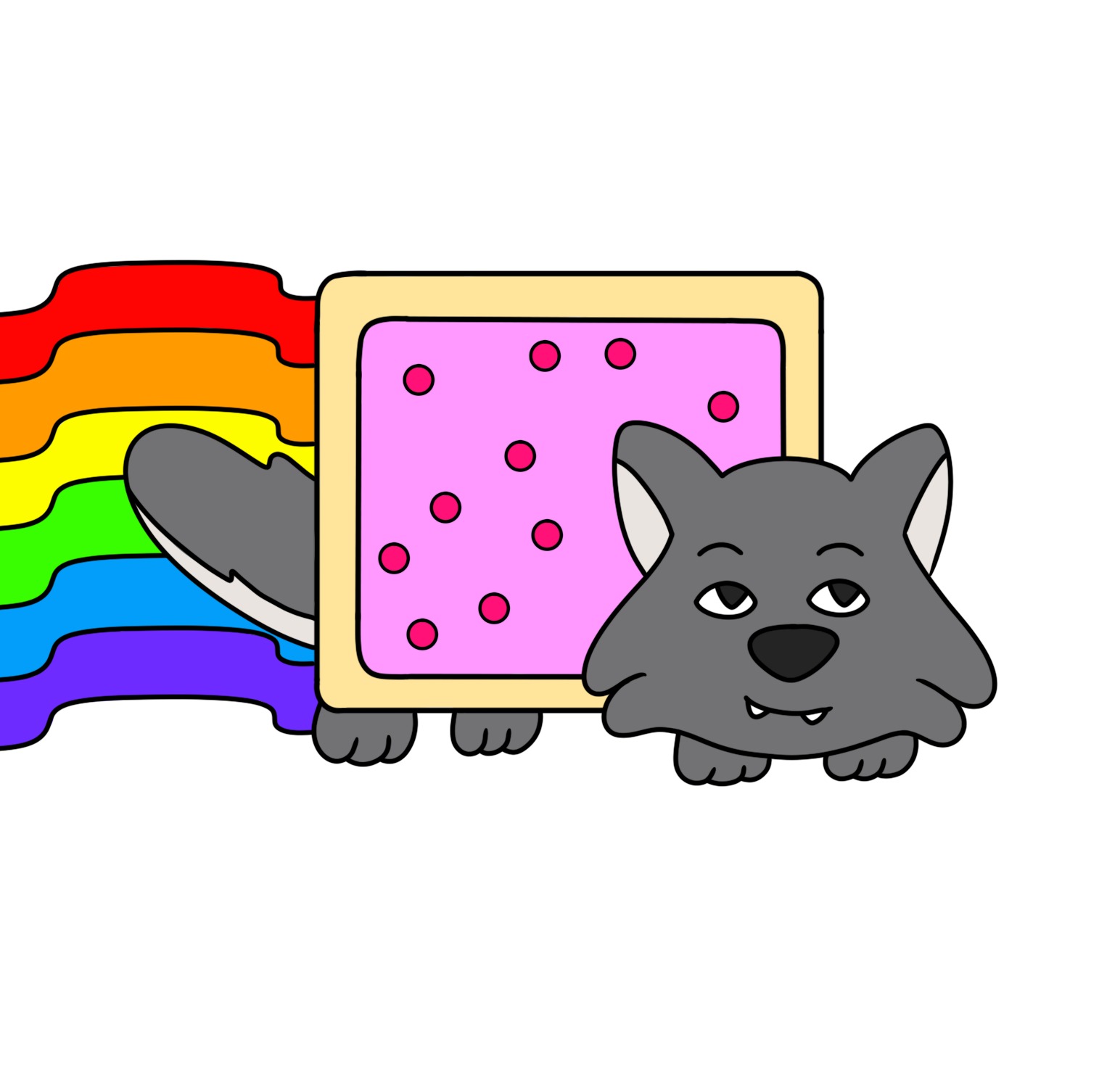 Wolfie Nyan Meme | image tagged in wolfie,nyan,meme,rainbow,play,dog | made w/ Imgflip meme maker