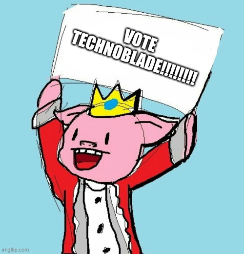 technoblade holding sign | VOTE TECHNOBLADE!!!!!!!! | image tagged in technoblade holding sign | made w/ Imgflip meme maker