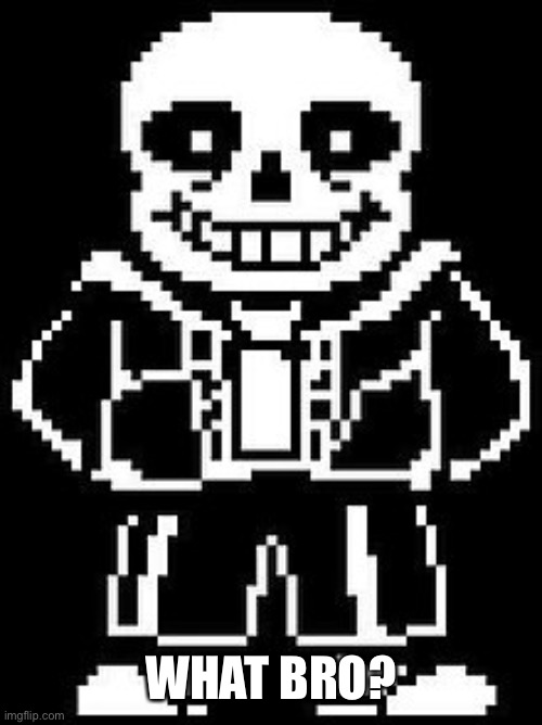 Sans | WHAT BRO? | image tagged in sans | made w/ Imgflip meme maker