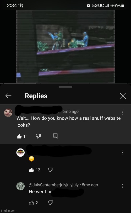 A Cursed Comment on a ManHunt video. | image tagged in manhunt,dark humor,funny,game,cursed | made w/ Imgflip meme maker