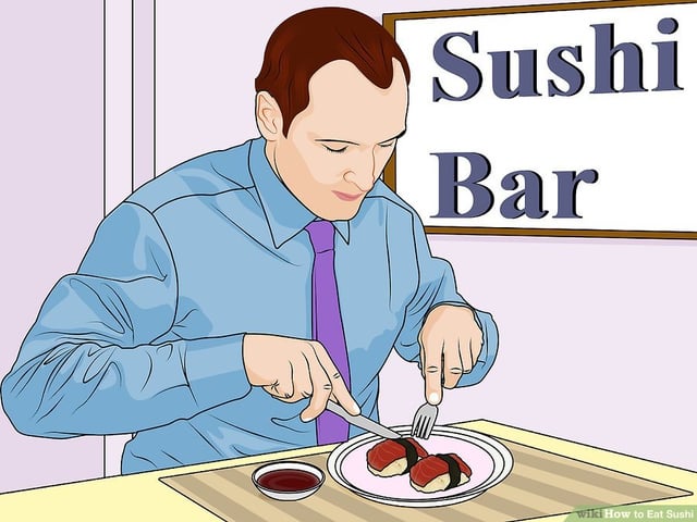 High Quality Sushi with a knife and fork Blank Meme Template