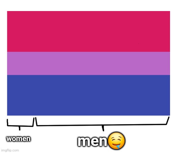 on-topic shitpost | men🤤; women | image tagged in bisexual flag | made w/ Imgflip meme maker