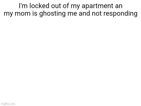 What the fuck do I do | I'm locked out of my apartment an my mom is ghosting me and not responding | image tagged in blank white template | made w/ Imgflip meme maker