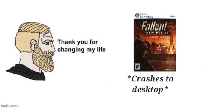 New Vegas crashed on me like 4 or 5 times :crying: | made w/ Imgflip meme maker