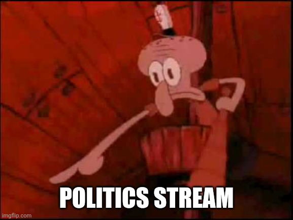 Squidward pointing | POLITICS STREAM | image tagged in squidward pointing | made w/ Imgflip meme maker