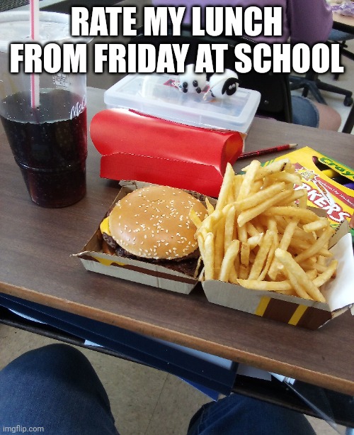 So my class went to a Wildlife park and we got McDonald's for lunch | RATE MY LUNCH FROM FRIDAY AT SCHOOL | made w/ Imgflip meme maker