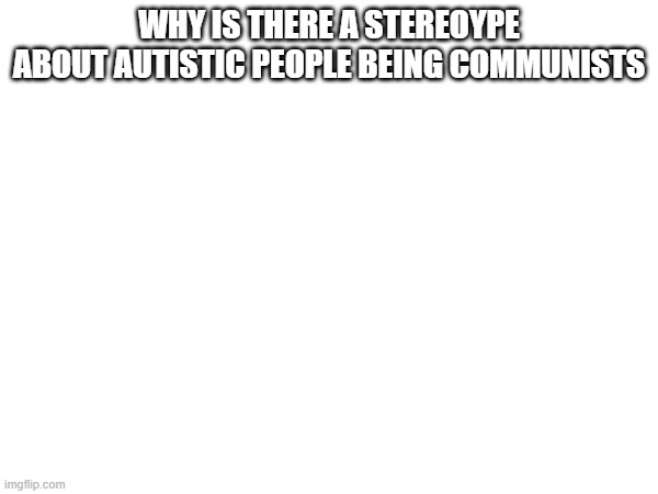 WHY IS THERE A STEREOYPE ABOUT AUTISTIC PEOPLE BEING COMMUNISTS | made w/ Imgflip meme maker