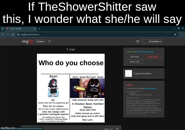 If TheShowerShitter saw this, I wonder what she/he will say | made w/ Imgflip meme maker