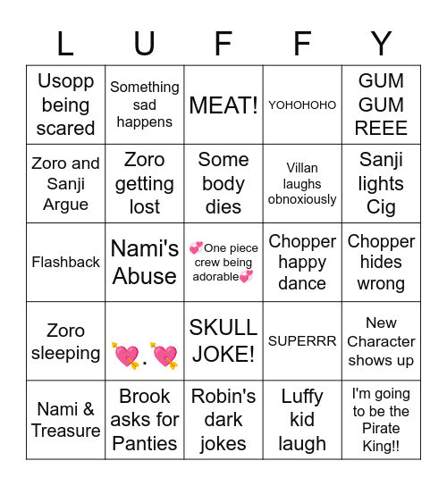 One piece  Bingo Blank Meme Template