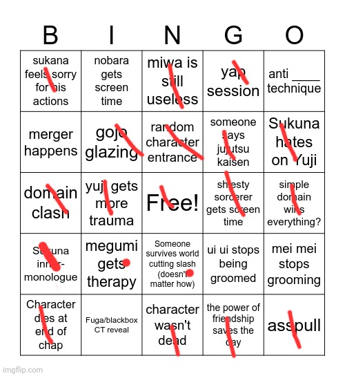 Jujutsu kaisen Bingo | image tagged in jujutsu kaisen bingo | made w/ Imgflip meme maker