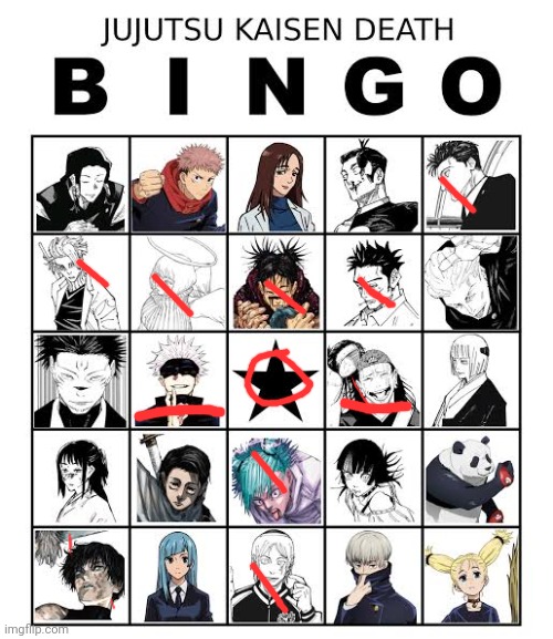 Jujutsu kaisen  Death Bingo | image tagged in jujutsu kaisen death bingo | made w/ Imgflip meme maker