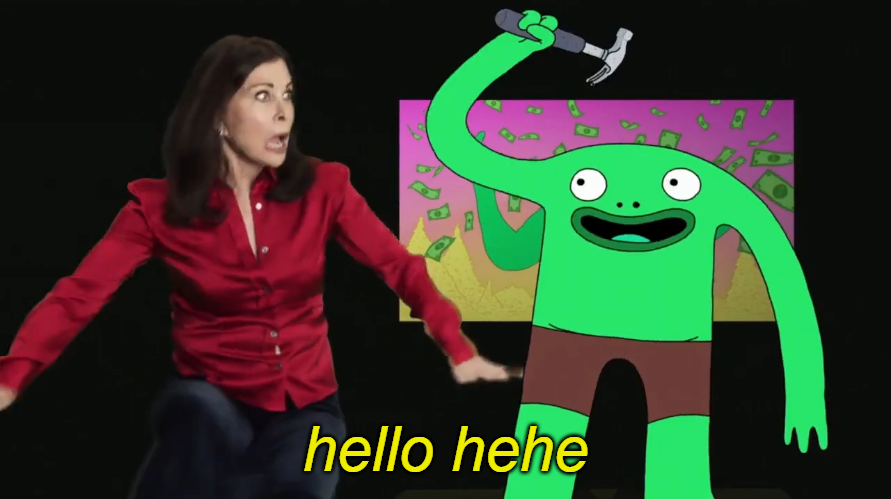 High Quality Mr. Frog "hello hehe" Blank Meme Template