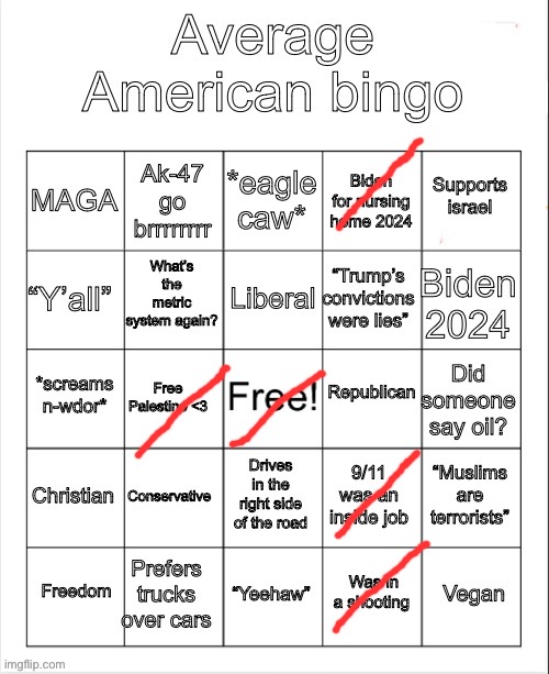 Average American bingo | image tagged in average american bingo | made w/ Imgflip meme maker