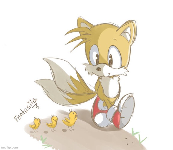 Tails and the duckies :3(Art credit : Ipan) | made w/ Imgflip meme maker