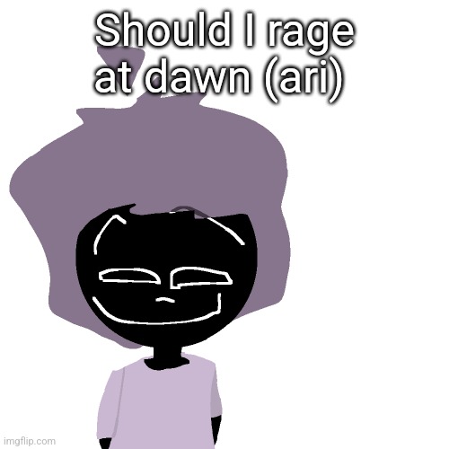 Grinning goober | Should I rage at dawn (ari) | image tagged in grinning goober | made w/ Imgflip meme maker