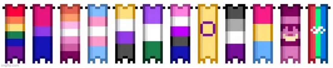Terraria Pride Flags! (Image from FB) | image tagged in terraria,lgbtq,pride | made w/ Imgflip meme maker