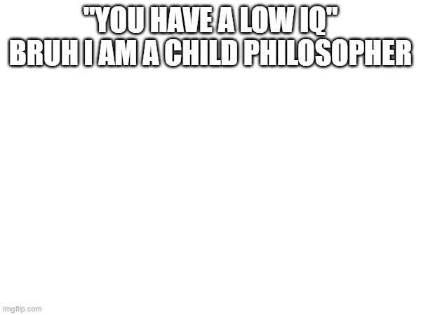 "YOU HAVE A LOW IQ" BRUH I AM A CHILD PHILOSOPHER | made w/ Imgflip meme maker